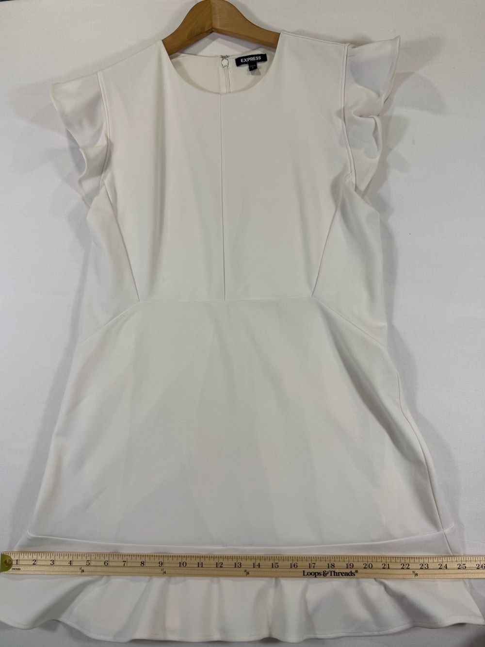 Express White Ruffle Sleeve Mini Dress - Picture 5 of 9
